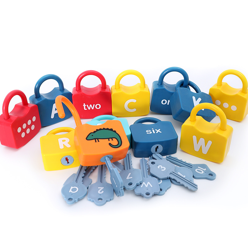 Children Montessori Alphabet Number Learning Locks toys alphanumeric unlock teaching aids educational toys for kids