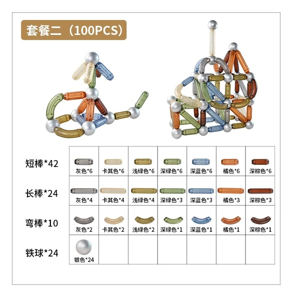 Kids Large Transparent Magnetic Sticks Toy, Natural Color Oversized DIY 3D Building STEM Educational Toy for Children 3+Specification