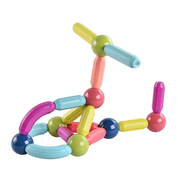 Kids Small Size Magnetic Sticks Building Blocks, Colorful DIY 3D Assemble STEM Educational Toy for Children 3+