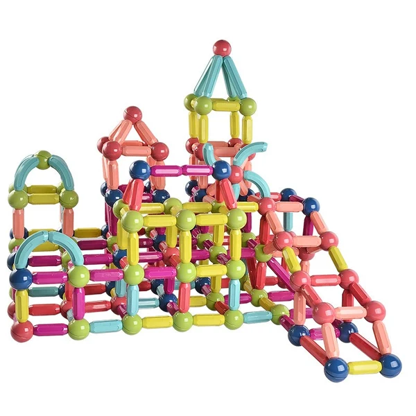 Kids Small Size Magnetic Sticks Building Blocks, Colorful DIY 3D Assemble STEM Educational Toy for Children 3+