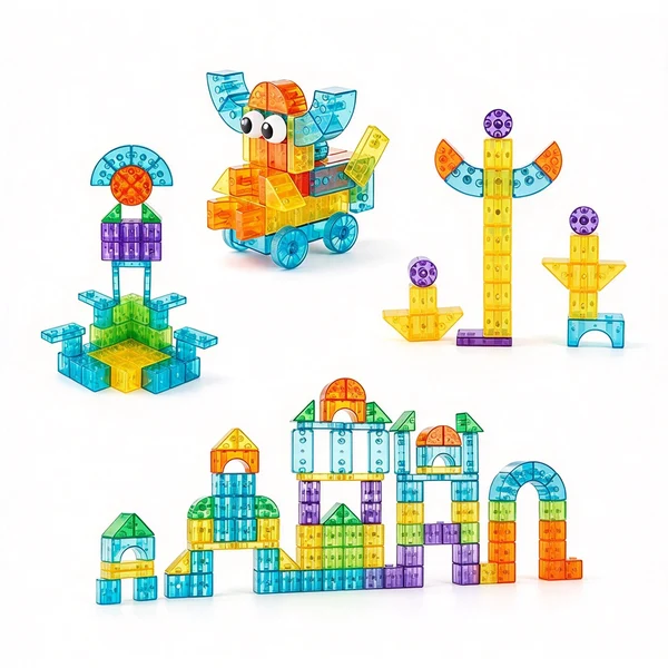 Kids Transparent Magnetic Building Cubes Blocks Toy, DIY 3D Construction STEM Educational Magnetic Blocks Set For Children 3+