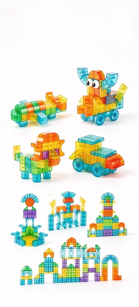 Kids Transparent Magnetic Building Cubes Blocks Toy, DIY 3D Construction STEM Educational Magnetic Blocks Set For Children 3+