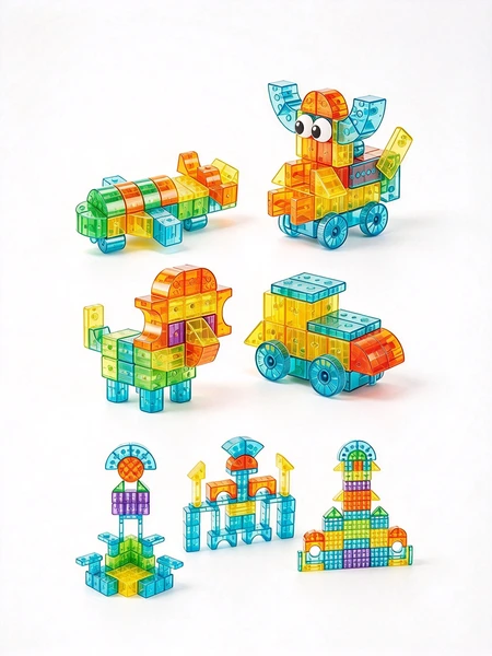 Kids Transparent Magnetic Building Cubes Blocks Toy, DIY 3D Construction STEM Educational Magnetic Blocks Set For Children 3+